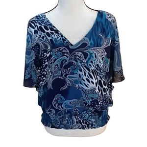 Thahlia Blue Cheetah Blouse / Medium